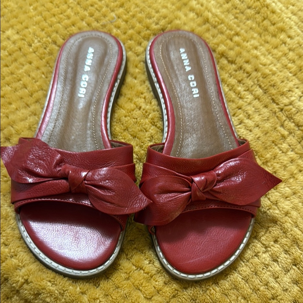 Anna Cori Red Bow Slide Sandals size 37